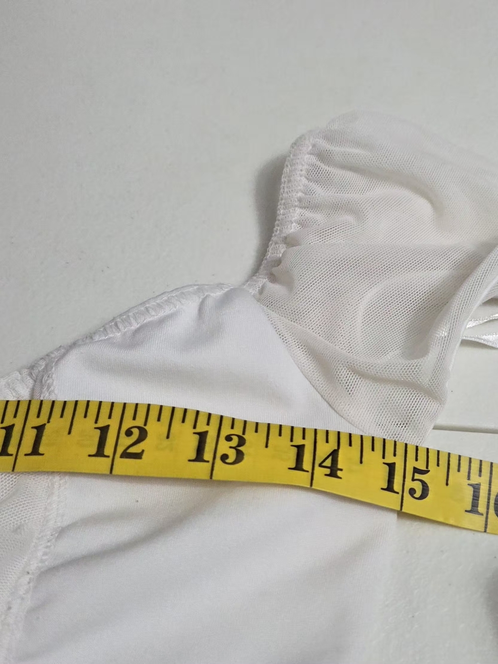 Express White Ruched Mesh Center Ruffle Milkmaid Top - M - Picture 8 of 9